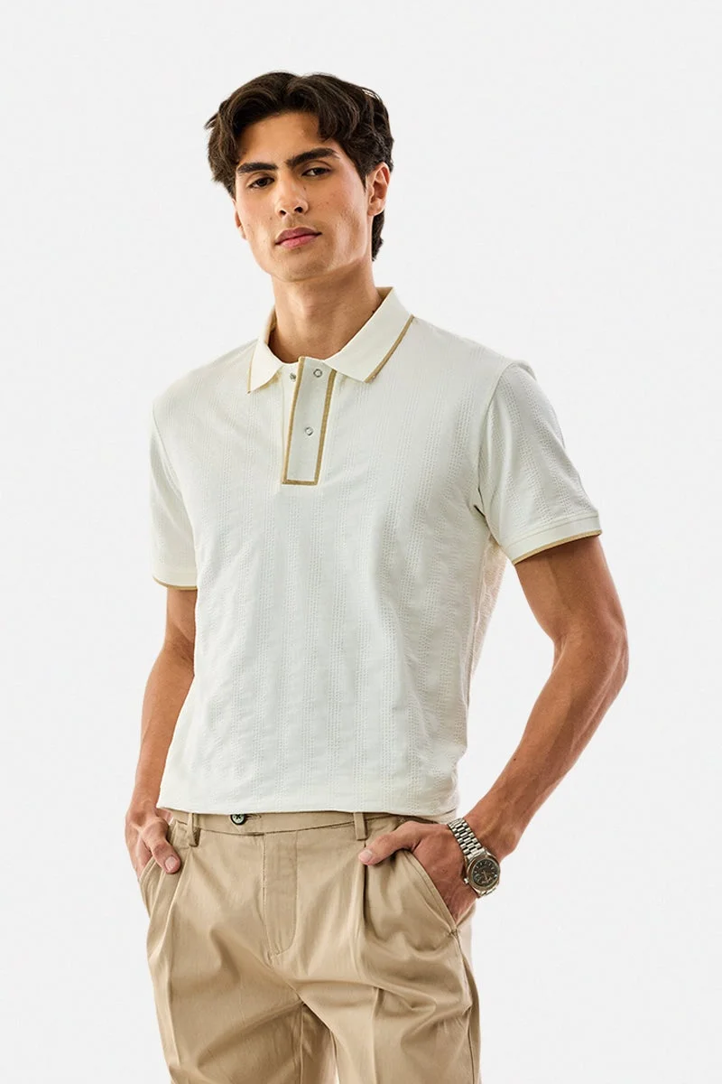 SNITCH Regular Fit Jacquard Polo T-Shirt